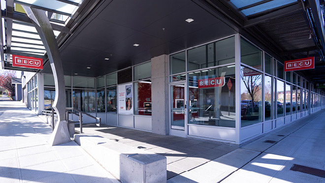 BECU Greenwood location, a building with glass windows