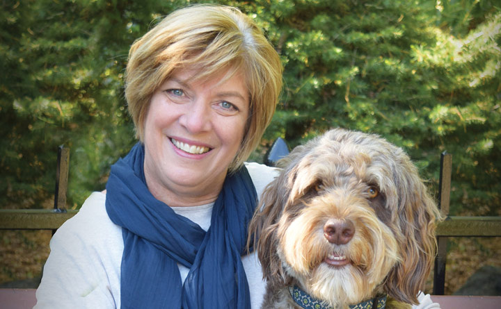 Career coach Angee Linsey and her dog Leo